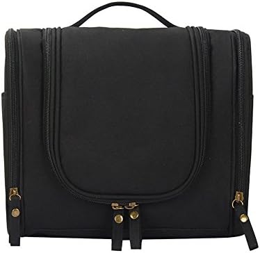 Men Women Portable Multifunctional Travel Wash Makeup Bag Organizer Toiletry Bag with Hook (Black)