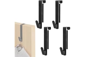 JPGhaha 4 Piezas Ganchos de Puerta para Colgar 4CM Percheros Encima de Puerta de Acero Inoxidable MAX 5kg Negro Matt Colgador de Puerta de Gancho de Baño para Puertas de Armario o de Habitación