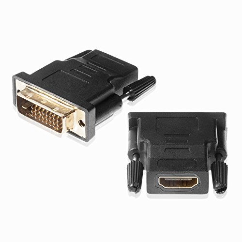 Poppstar 2x Adapter (HDMI Buchse auf DVI-D Stecker) (Full HD 1080p, 4k UHD 2160p) für den Anschluss von Hdmi Kabel an TV und Monitor, schwarz, vergoldete Kontakte