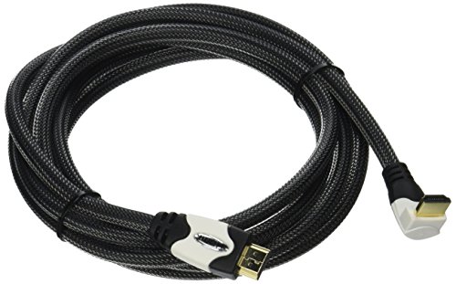 Aricona - Cable HDMI (3D, Ultra HD 4K, Ethernet, angulado 90°, 3 m), Negro