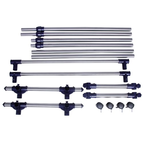 Songmics Doppel Stange Kleiderständer mit Rollen Höhe 100-165 cm, Edelstahl plattierte Rohre LLR03L - 7