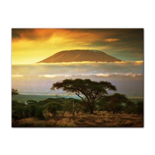 Bilderdepot24 Leinwandbild „Kilimandscharo mit Savanne in Kenya – Afrika“ XXL – 80×60 cm 1 teilig – fertig gerahmt, direkt vom Hersteller - 2