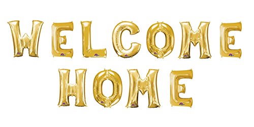 Preisvergleich Produktbild Buchstaben-Girlande Folienballons "Welcome Home (Gold)" - partydiscount24®