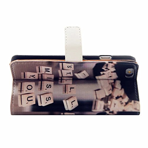 MUTOUREN iPhone SE 5 5S Brieftasche Flip Case Cover – PU Leder Bookstyle Klapphülle Wallet Case für iPhone SE 5 5S Portemonnaie Hülle Schutz Ultra Dünn Handy Tasche Geldboerse Schutzhülle – Ich Vermisse Dich Immer Noch + Metall Stylus Pen - 5