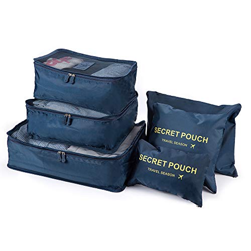 Preisvergleich Produktbild iDreamem Kleidertaschen-Set 7-teilig Reisetasche in Koffer Wäschebeutel Schuhbeutel Kosmetik Aufbewahrungstasche Farbwahl (Schwarzblau)