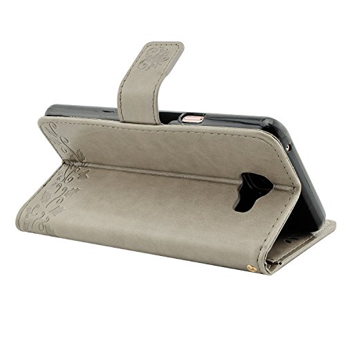 Galaxy A5 (2016) Hülle, Fraelc® Handyhülle Samsung Galaxy A510F 2016 Lederhülle Flip Tasche mit Kartenfächer und Standfunktion Schmetterling Muster Schutzhülle mit 1x Displayfolie + 1x Eingabestift - 4