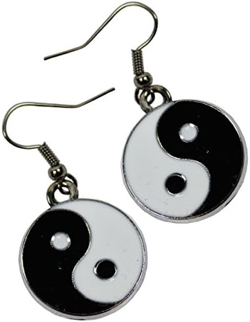 Enamelled Yin and Yang Charm Earrings. Steel Earwires. Chinese, I Ching, Quigong.