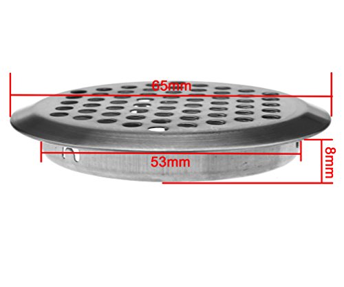 20 x65mm Luftgitter Rund Kamin Lüftungsgitter Edelstahl Silber Cover Mesh Löcher - 6