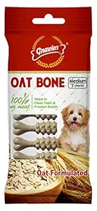 Gnawlers Oat Bone, Healthy Dog Bone with Oat Flour, Prebiotic, Multi-Vitamins and Essential Oils, 7 in 1, 60gm, Pack of 2 Sold by DogsNCats