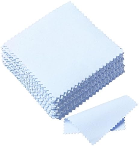50 Pieces Jewelry Cleaning Cloth, Sicai Polishing Cloth UltraSoft Jewelry Polishing Cloth for Silver, Gold, Brass-Cleaning, Watches and Camera Shot Blue