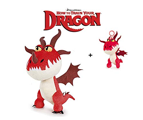 HTTYD Dragons Peluche Incubo Orrendo/Monstrous Nightmare 9'84"/25cm - 760016661-4 + Portachiavi Nightmare 5'12"/13cm 760017680