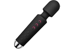 DLEOYVN Massagestab Vibration für Frauen Stark KLASSIKER, Updated Handheld Weiches Silikon Elektrisches Massagegerät Leise 20 Muster 8 Geschwindigkeiten, Wasserdicht Massage Handmassagegerät, Schwarz