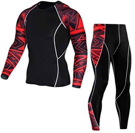 Tefamore Men Workout Fitness Sports Gym Running Athletic Pants+Shirt Suit