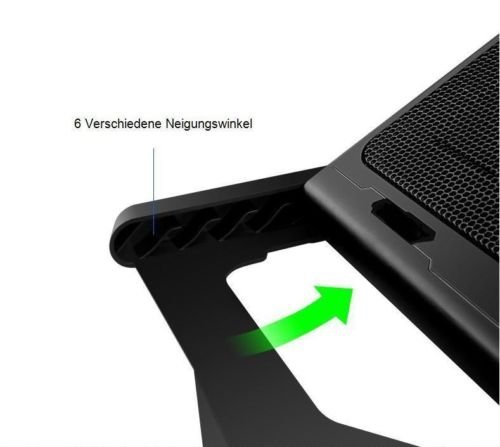 ‚Halterung Kühler bis 6 Lüfter für Laptop Notebook PC, Konsolen… Kompatibel Gerät von 9 bis 17, blaue LED-Beleuchtung, Belüftung und höhenverstellbar, 2 Ports USB… - 6