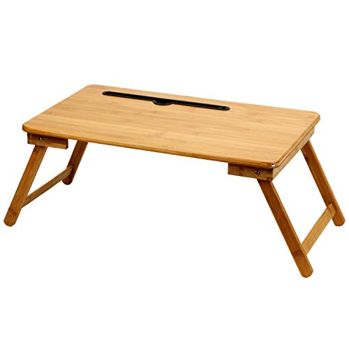Horsebiz - Escritorio portátil plegable de bambú ecológico para ordenador portátil o mesa