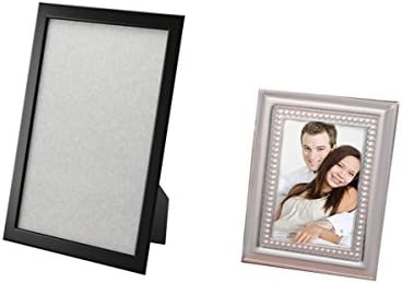IKEA Black Photo Frame 21cm x 30 cm And Fashioncraft Matte Silver Metal Place Card/Picture Frame - 2 x 3 inches, Bundle of 2 Items