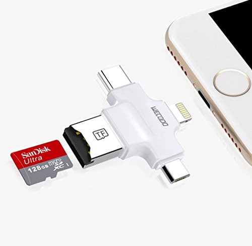 Micro-SD-Kartenleser, wecodo 4 in 1 TF Kartenleser mit Lightning/USB/Micro USB/Der U89 Connector für iPhone/iPad/Android/PC/MAC - 5