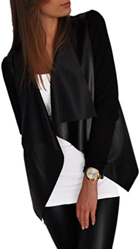 Mikos Women's Elegant Leather Imitation Cardigan Blazer Cardigan Streetwear Look S M L XL (192)
