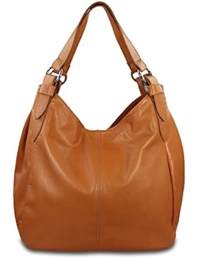 IO.IO.MIO.ital Nappa Leder Damen Handtasche XL Shopper Schultertasche softig weich Farbwahl schwarz / cognac /...
