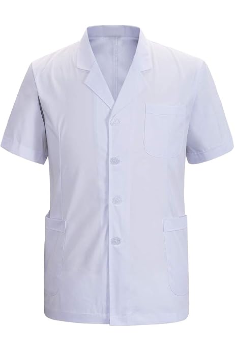 shaneu0026shaina Men's Work Clothes White Coat Jacket Doctors Nurse Short  Sleeve Short Paragraph (S) : Amazon.co.uk: Fashion