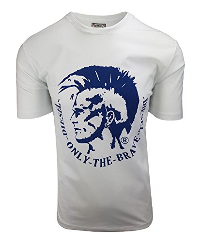 Diesel T-Shirt 'Only The Brave' Irokesenkopf S-M-L-XL-XXL, Größe:L, Farbe (mit Logo):Weiß/Blaues Logo Diesel T-Shirt 'Only The Brave' Irokesenkopf S-M-L-XL-XXL, Größe:L, Farbe (mit Logo):Weiß/Blaues Logo