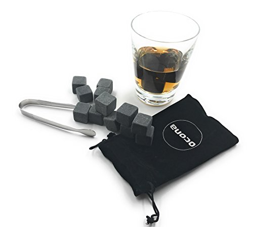 ocona© Premium Whisky Steine (12 Stück) wiederverwendbare Eiswürfel mit Eiszange Whiskysteine, Whisky Stones, Kühlsteine aus natürlichen Speckstein Geschenk Set (12 Specksteine)