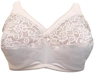 Plus Size Minimiser Bra Floral Lace Non Wired Full Cup Natural 44-54 E-H