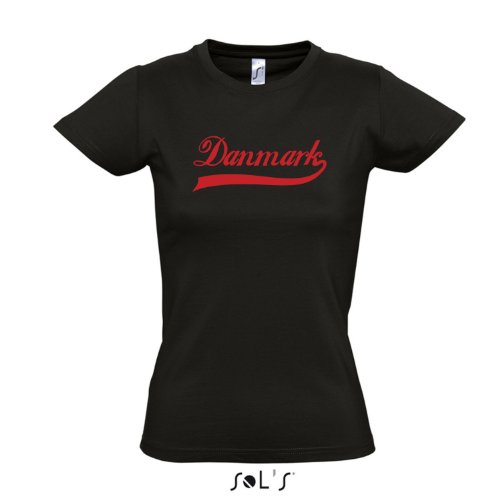 Damen T-Shirt – Dänemark Oldschool Danmark LÄNDERSHIRT EM / WM FAN Trikot S-XXL , Deep black – rot , M