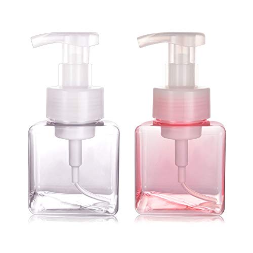 Preisvergleich Produktbild Seifenschaumspender Pink+Klare Seifenspender für angenehm weichen Seifenschaum / Spülschaum. Rutschfest, wiederbefüllbar, umweltfreundlich. Aus Kunststoff