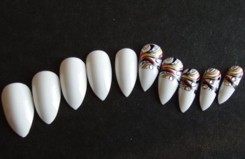 Pink-Candy Full Cover White Stiletto False Nails to Paint Yourself - 120