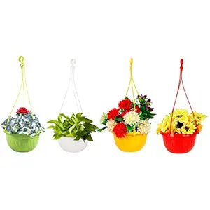 Klassic Hanging Planter Set (Set of 4, Plastic, Multicolor)