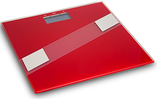 Digitale Körperfettwaage | Körperwaage Personenwaage | körperanalysewaage | Waage | bis 150kg (Rot)