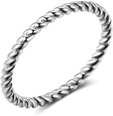 PHOCKSIN Sterling Silver 2mm Twist Band Ring for Women Girl Anniversary Rings Christmas Gifts jewellery (L 1/2)