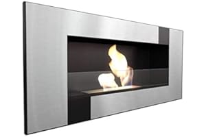 KRATKI - Caminetto biocamino DELTA2 400 x 900 cm, contenitore da 0,5 l, con vetro di 4 mm di spessore, etanolo da parete, ideale per la casa, certificato TÜV - Rheinland