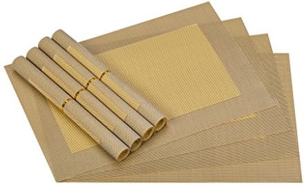 JoHome Set of 8 Heat-proof PVC Placemats,Vinyl Non-slip Washable Table Mats Protector Dining Decoration,45 * 30 CM