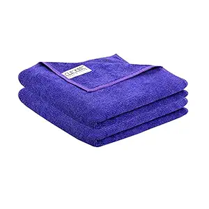 Clickbic Microfiber Car Cleaning Towel 40x40 cm 350 GSM Purple 2 pc | Super Soft, Comfortable, Quick Drying & Ultra Absorbent