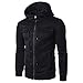 Produktbild Herren Hooded Sweatshirt Btruely Herbst Winter Männer Slim Hooded Strickjacke Mantel Jacke Top (XL, Schwarz)