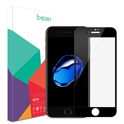 FR Avis ICHECKEY 2 pièces iPhone6/6s protection écran de couverture complète en verre trempé film de protecteur écran tactile 2 options de couleur (noir)