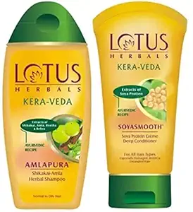 Lotus Herbals KERA-VEDA Combo Pack (Amlapura Shampoo_200ml & Soyasmooth Deep Conditioner_150gm) (2 Items in the set)