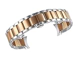 FERZA Home Uhrenarmbänder High-End-Edelstahl-Glieder, gebogenes Ende (Color : Two Tone Silver and Rose Gold, Size : 14)
