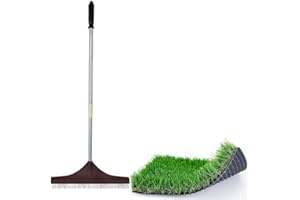 Suinga SPAZZOLA per pettinare il TAPPETO ERBOSO ARTIFICIALE - TAPPETI, asta telescopica da 122 cm, manico in acciaio resistente, erba sintetica, rastrello da giardino, marrone