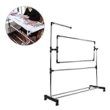 【Conveniente y práctico】 La parte inferior está equipada con ruedas para facilitar el movimiento, y puede pisar el freno para estabilizar el bastidor de bordado.El kit, que incluye varias herramientas de bordado y bastidor, puede girar 360 grados.