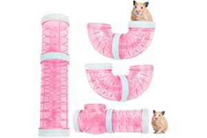 NALCY 8PCS Röhren Für Den Tunnel Hamster, DIY Hamster Cage Tube Hamster Spielzeug Hamster Cage Tubes Tunnel für Kleine Tierkäfig Externe Zubehör （Rosa）