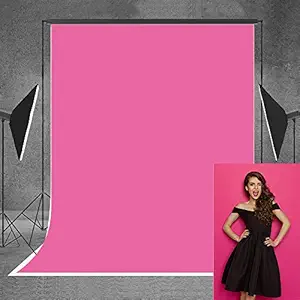 Allenjoy 5x7ft Fabric Hot Pink Photography Backdrop Solid Color Portrait Photo Studio Fuchsia Background Headshots Product Photoshoot Photocall Photographer Props