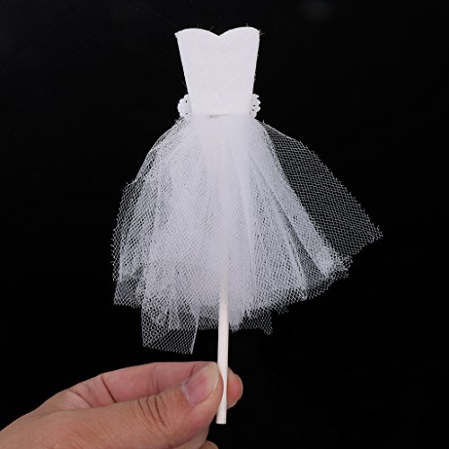 MagiDeal 2pcs Cupcake Kuchen Topper Pick Bräutigam Anzug Brautkleid Form Hochzeits Party Dekoration - 4