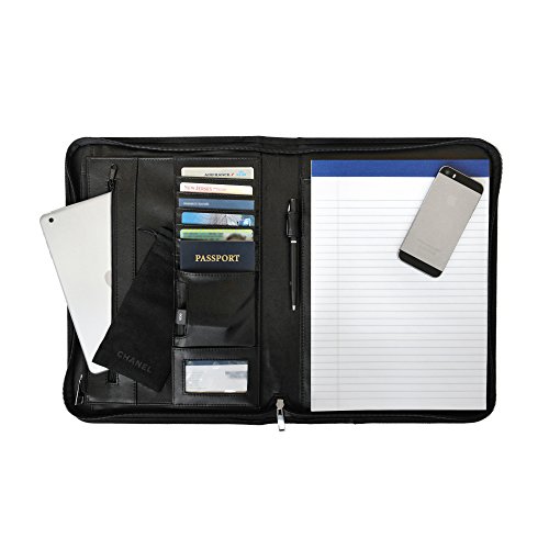 Portadocumentos de Nomalite compatible con iPad & Surface Pro | Elegante maletín de viaje robusto con asa. Protege smartphone y tablet táctil en bolsillo acolchado. Incluye una libreta A4 gratuita.