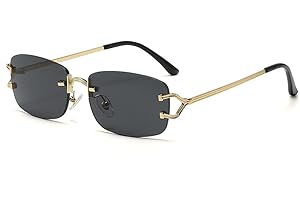 kachawoo Petites lunettes de soleil carrées sans monture pour femmes en métal sans monture lunettes de soleil rétro de marque de luxe lunettes de conception lunettes à lentille étroite
