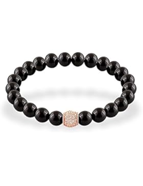 Armband Armreif, J.Rosée, 925er Sterling Silber, Zirkonia 3A, Schwarz Körner aus Granat 925 Geschenk-Box Geburtstag...