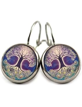 Katharina Fairytale Damen Mädchen Ohrringe Lebensbaum Yggdrasil Motiv Cabochon 12mm