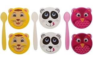 BE CHARMED Baby Food Containers Snacks Storage Container Snack Pots Tiffin Box Pot with Lid Toddler Children Kids Nesting Reusable Plastic Jar Healthy Snacking Lunchbox Colorful Assorted Animal Design Panda 2pc